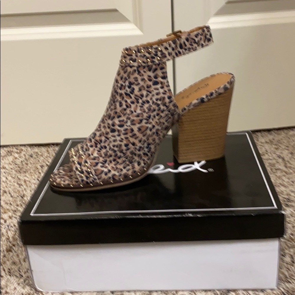 Qupid Leopard Peep-Toe Booties